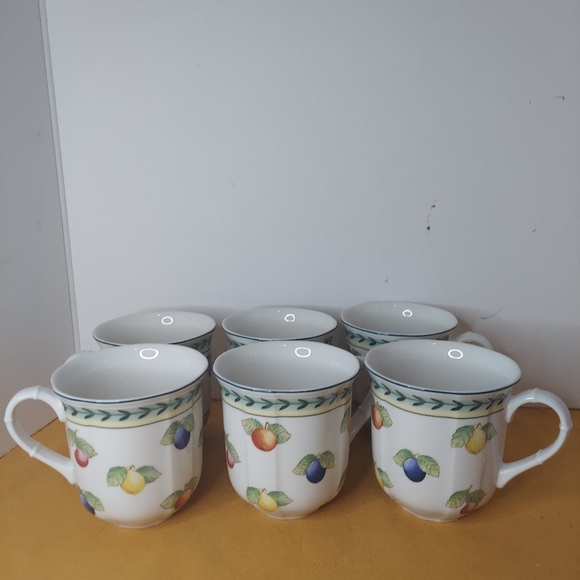 Villeroy and boch french garden fleurence pattern mugs set of 6 - Picture 6 of 7